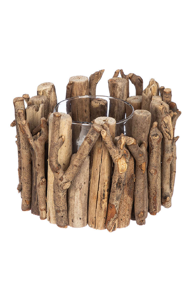 GILDE Treibholz mit Glasvase Medan